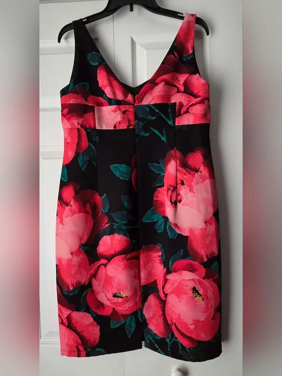 Trina Turk Women's Floral Sleeveless V-Neck Midi Sheath Dress Size 12 - Picture 7 of 10
